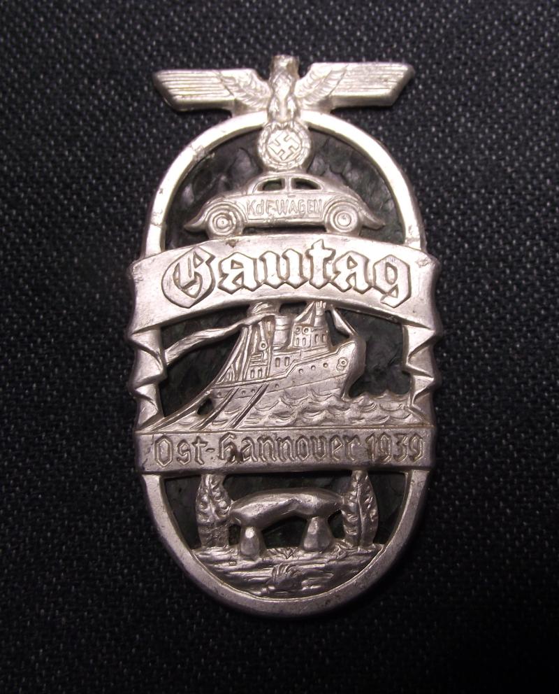 KDF -Wagen Event Badge/Tinnie. Gautag Ost-Hannover, 1939.