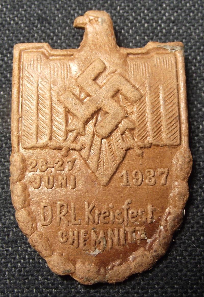 DRL Event Badge/Tinnie. Kreisfest, Chemnitz,1937.