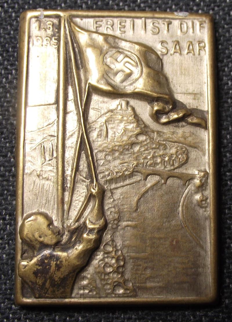 SAAR Event Badge/Tinnie. Frei ist die Saar, 1935.