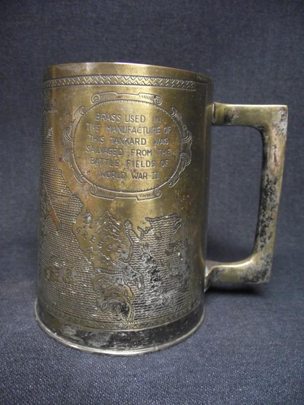 WW2 Brass Tankard Souvenir. Made from Salvaged Battle Field Scrap..