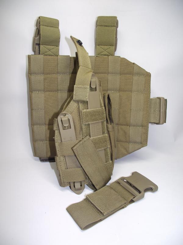 Black Hawk Drop Leg Pistol Holster Rig. Coyote Brown.