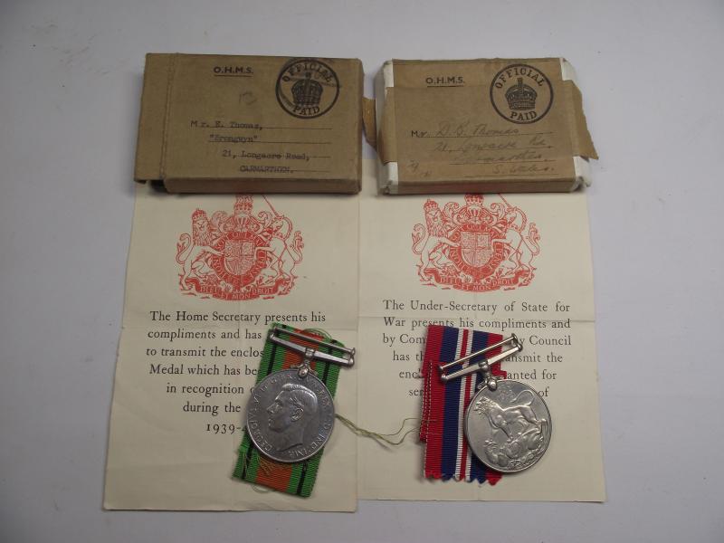 WW2 British Family Medals. Carmarthen. POW?