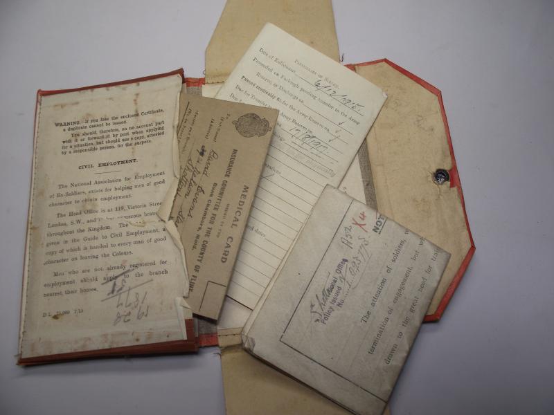 WW1 British Discharge Paperwork. 5th Battalion RWF. Penmachno North Wales.