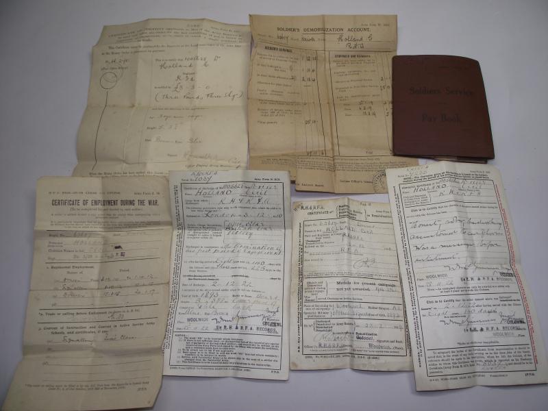 WW1 British Pay Book and Related Discharge Paperwork.