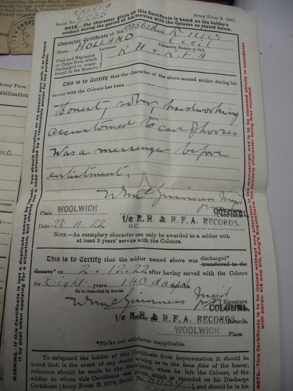WW1 British Pay Book and Related Discharge Paperwork.