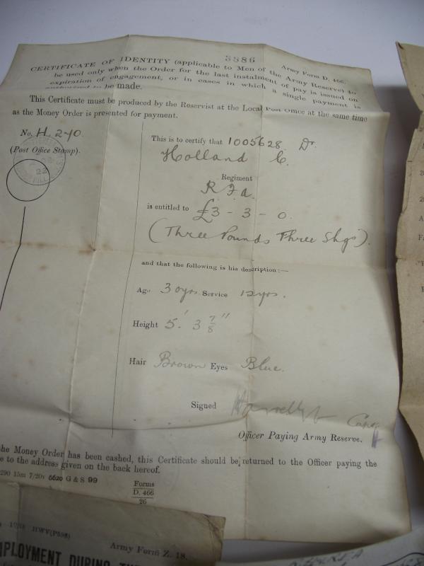 WW1 British Pay Book and Related Discharge Paperwork.