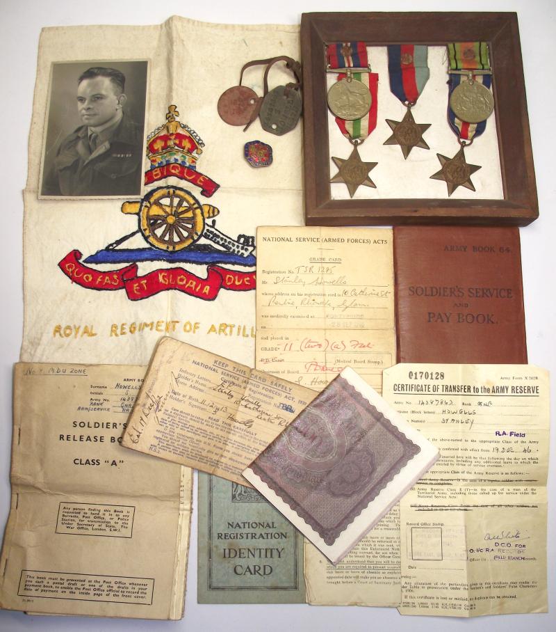 Medals and Paper Work Grouping. 32 Field Regiment Royal Artillery. Rhondda.