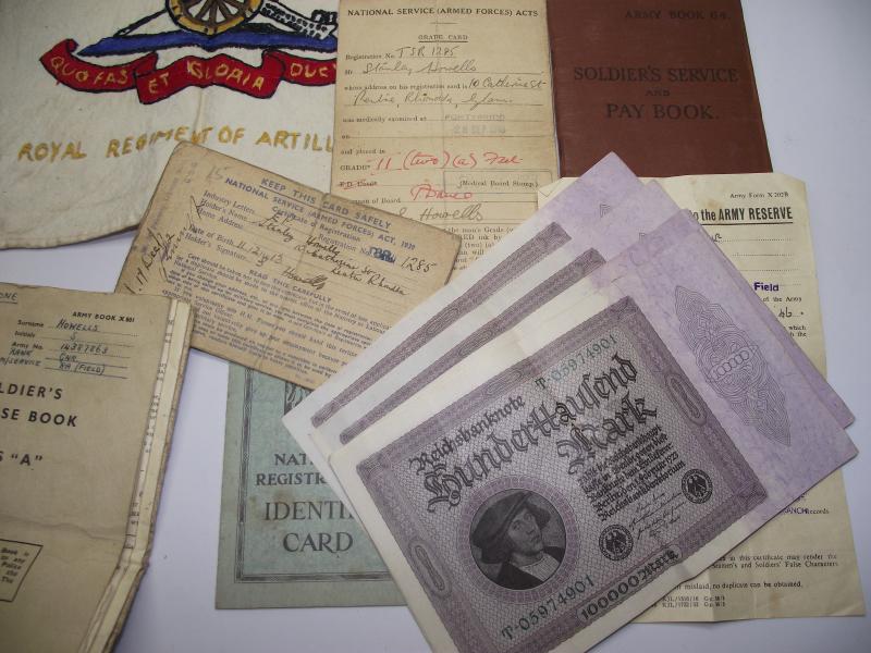 Medals and Paper Work Grouping. 32 Field Regiment Royal Artillery. Rhondda.