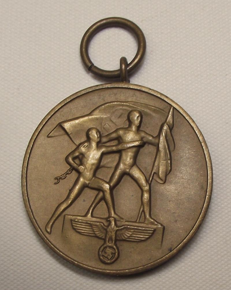 WW2 German 1938 Entry into Sudetenland Czech Anschluss Medal
