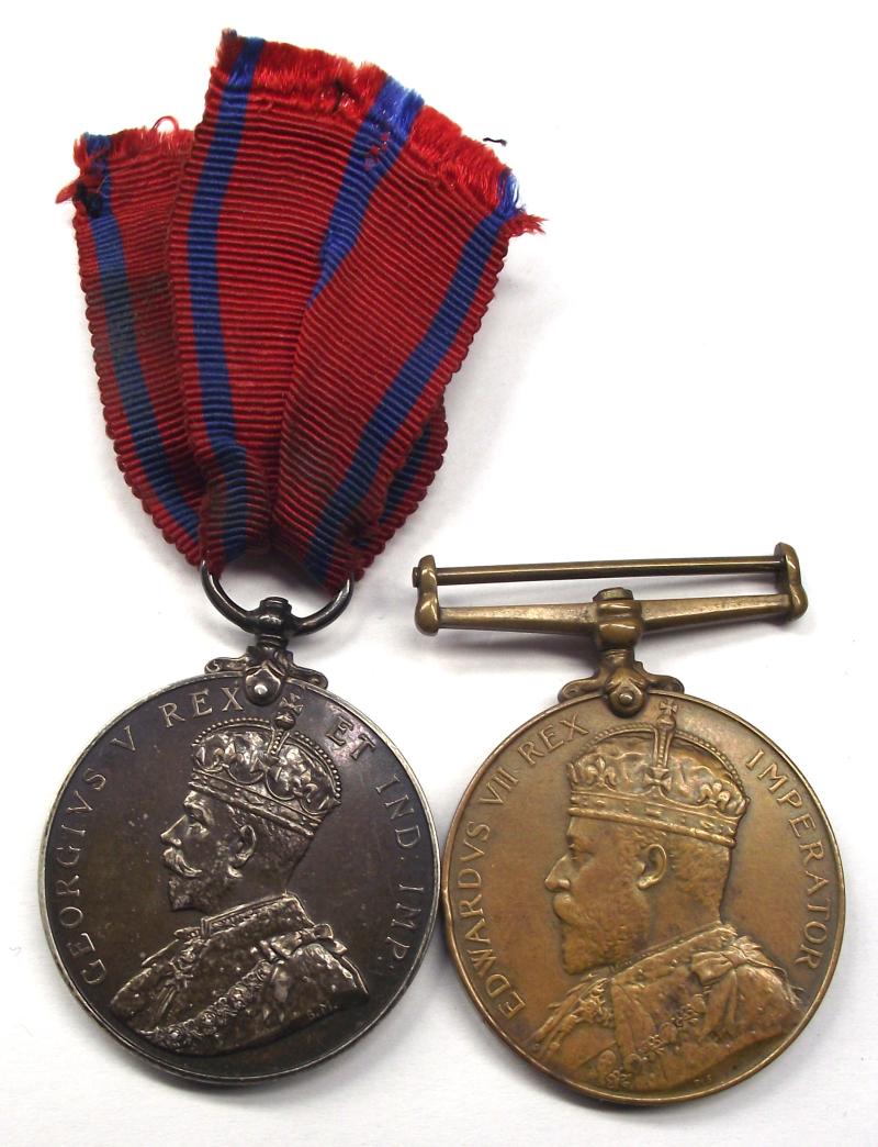 Metropolitan Police Coronation Medal Pair. 1902 and 1911, S-Division.