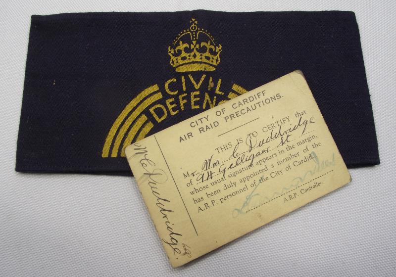 Cardiff City ARP ID Card and Armband.