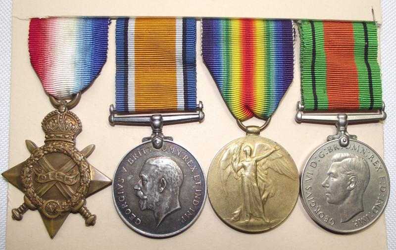 WW1 1914-15 Star Trio and WW2 Service Medal Group. South Wales Borderers.