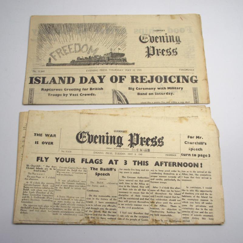 2 X Victory 1945 Dated Guernsey News Papers