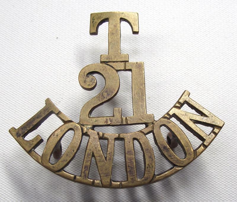 T/21/London (First Surrey Rifles) Brass Shoulder Title.