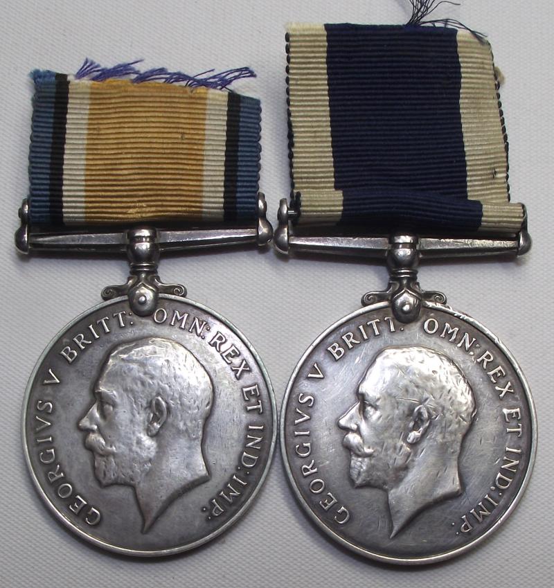 WW1 RMLI Naval Long Service Medal Pair.