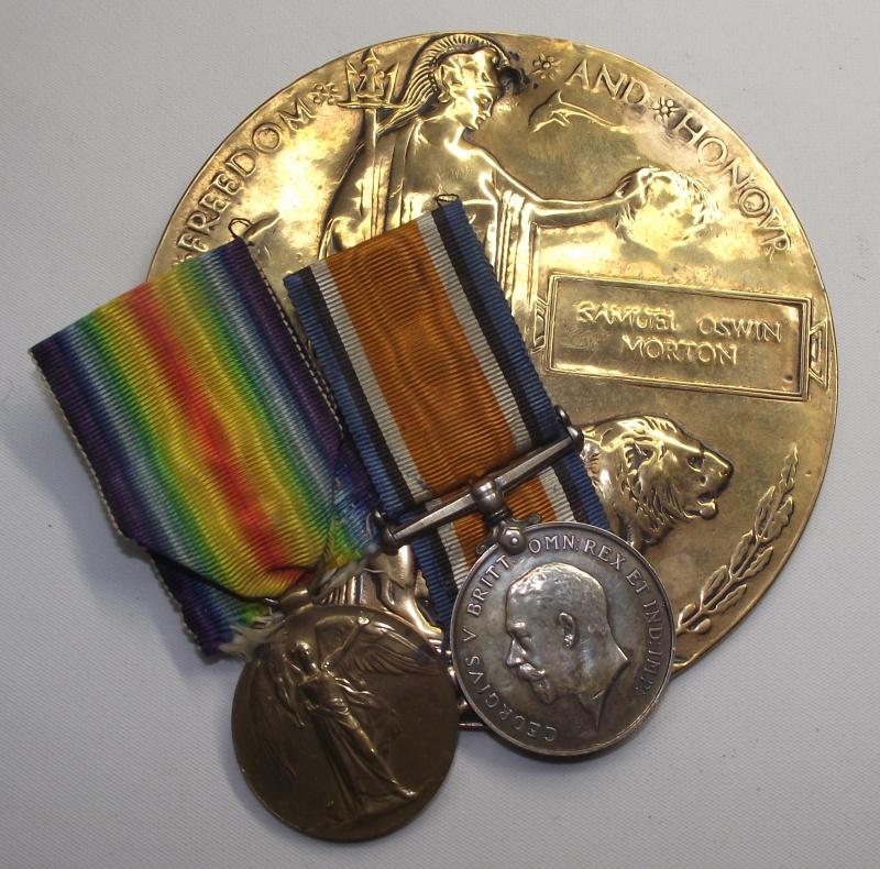 6th Battalion South Wales Borderers Death Plaque and Medal Pair. Died 1918 POW.