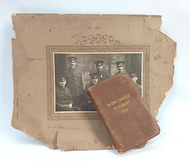 Named 1914 Active Service Testament and Photo. Monmouthshire Regiment.