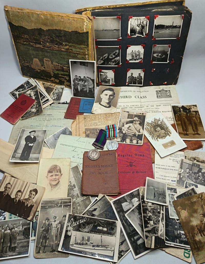 GSM Malaya Clasp Medal and Paperwork / Photo Grouping. Rhondda Interest.