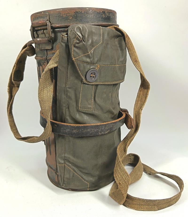 Complete Gasmask Cannister with Strap and Cape Pouch. Possible Croatian Interest.