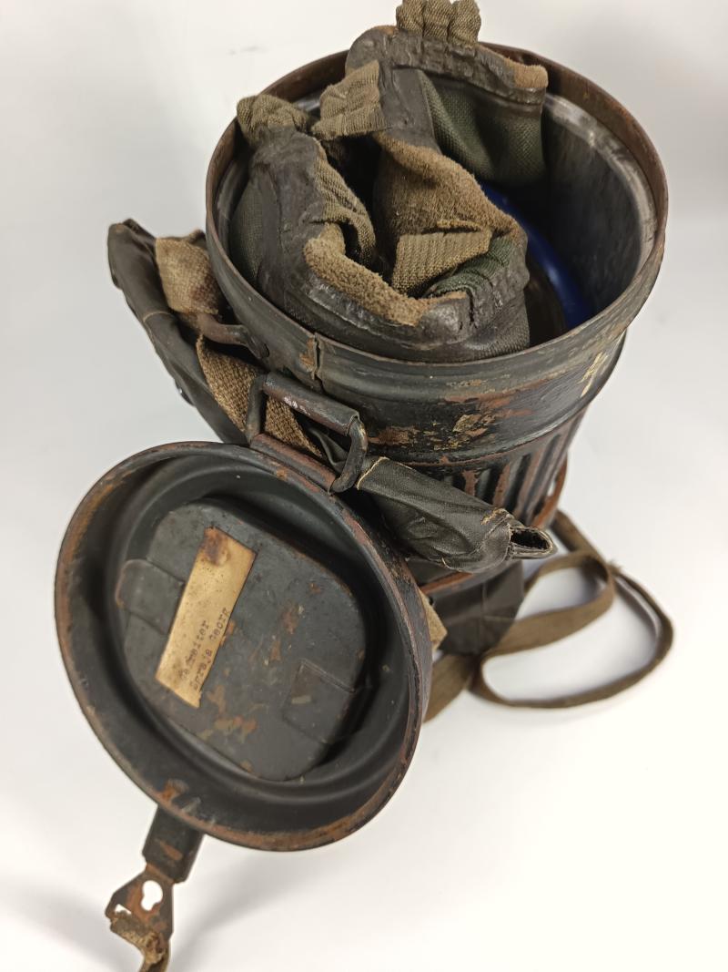 Complete Gasmask Cannister with Strap and Cape Pouch. Possible Croatian Interest.