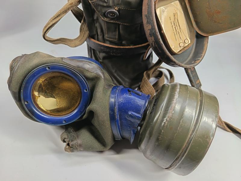 Complete Gasmask Cannister with Strap and Cape Pouch. Possible Croatian Interest.