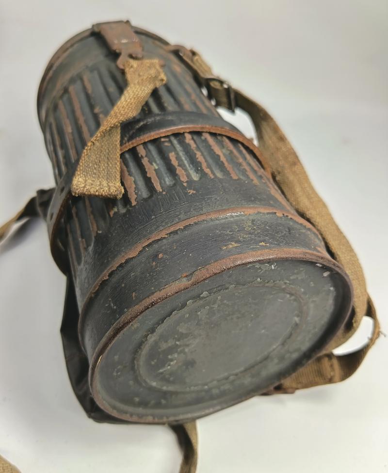 Complete Gasmask Cannister with Strap and Cape Pouch. Possible Croatian Interest.