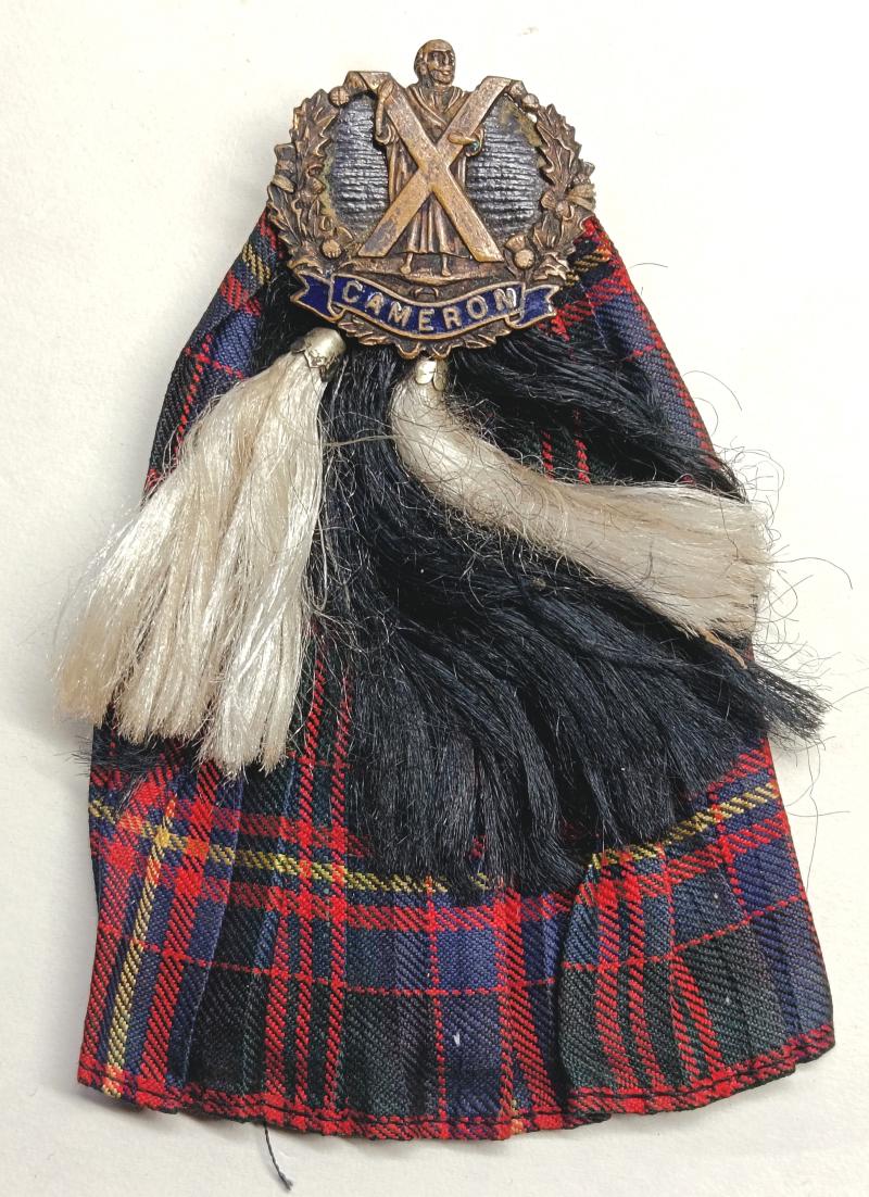 WW1 Cameron Highlanders Scottish Kilt Sporran Sweetheart Badge.