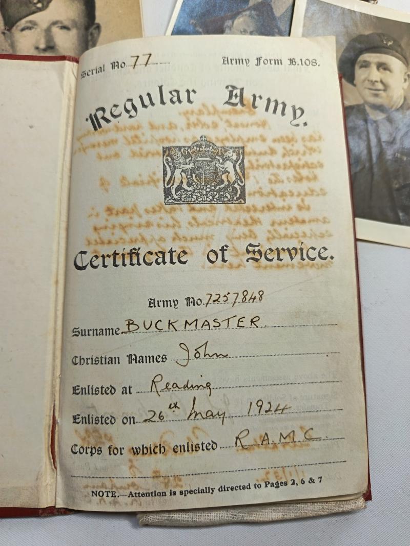 British Regular Army Red Book and Photos. WW1 and WW2 Service.
