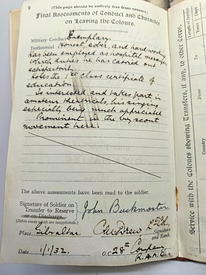 British Regular Army Red Book and Photos. WW1 and WW2 Service.