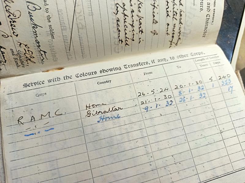 British Regular Army Red Book and Photos. WW1 and WW2 Service.