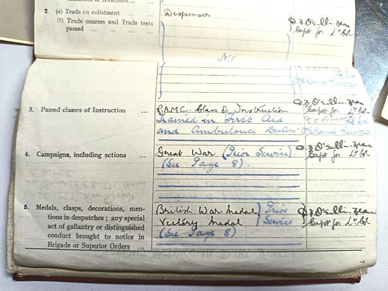 British Regular Army Red Book and Photos. WW1 and WW2 Service.