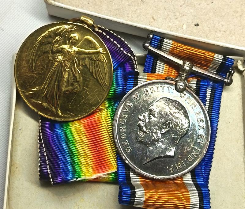 Boxed WW1 British Medal Pair. Cardiff.