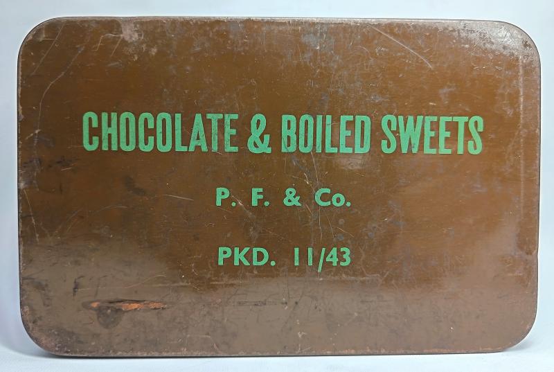 1943 Dated Chocolate & Boiled Sweets Ration Tin.