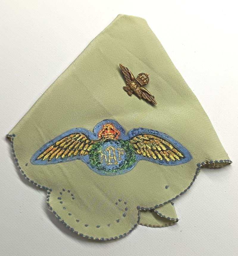 WW2 Ladies RAF Souvenir Handkerchief and Sweetheart Badge.