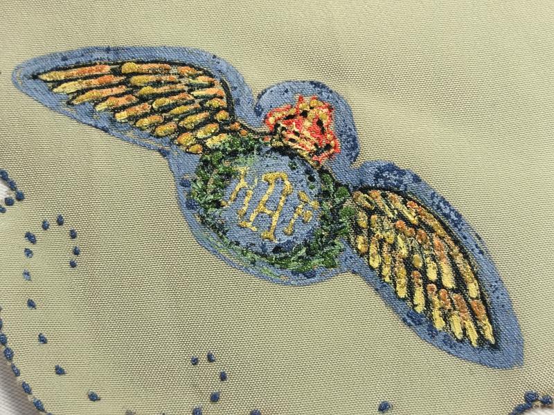 WW2 Ladies RAF Souvenir Handkerchief and Sweetheart Badge.
