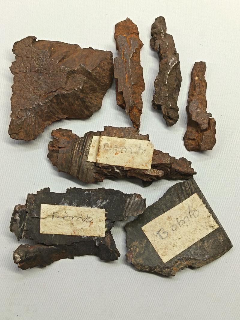 Selection of WW2 German Bomb Fragments / Shrapnel.