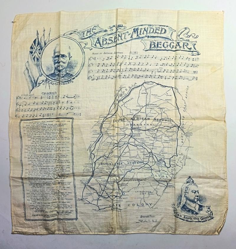 British Boer War Souvenir Scarf. Absent-Minded Beggar.