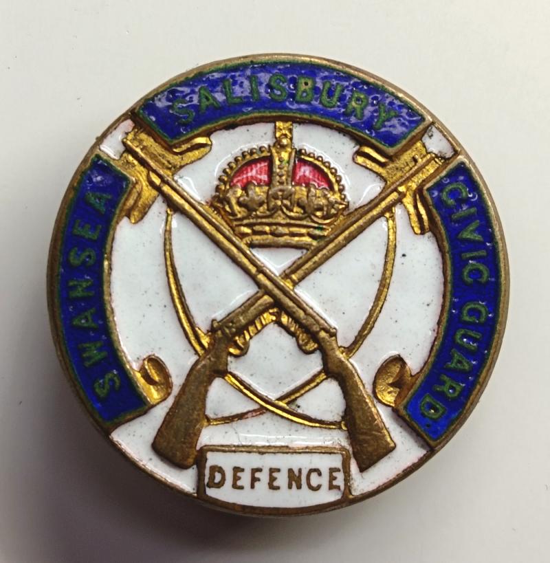 WW1 Swansea Salisbury Civil Guard Dence Enamel Badge.