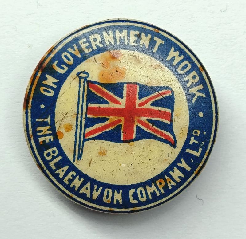 WW1 Blaenavon Company Ltd, On Government Work , Badge.