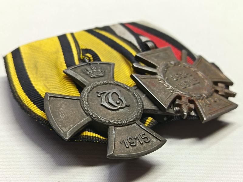 Imperial German Two Place Medal Bar. Wilhelmskreuz and Honour Cross.