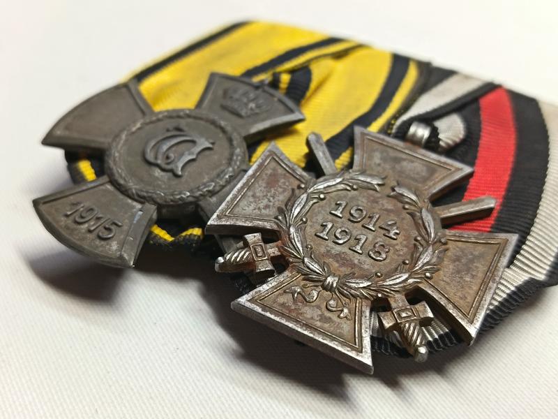 Imperial German Two Place Medal Bar. Wilhelmskreuz and Honour Cross.
