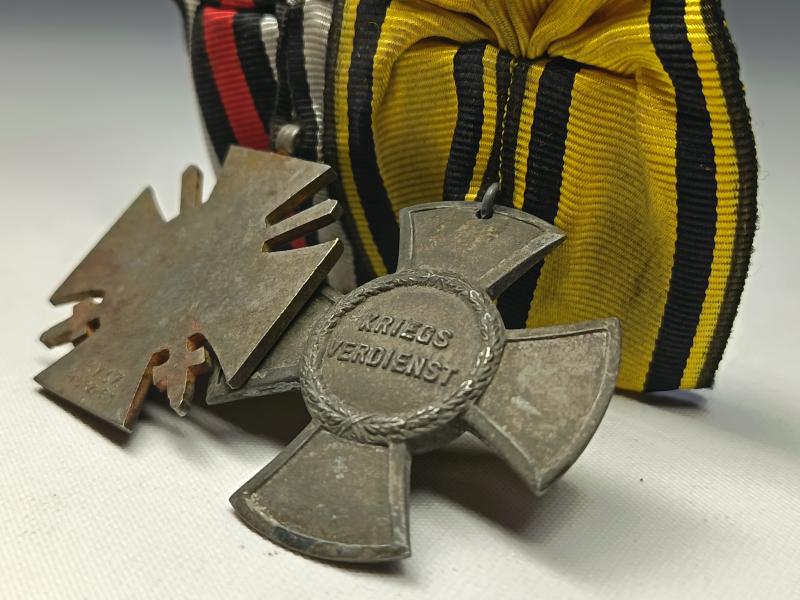 Imperial German Two Place Medal Bar. Wilhelmskreuz and Honour Cross.