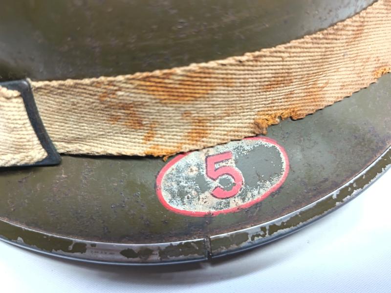 WW2 British NFS MK2 Steel Helmet Number 5, Bradford /West Riding.
