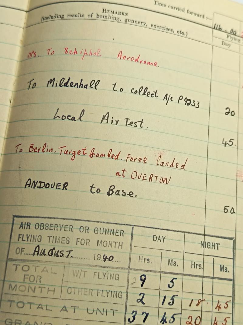 KIA RAF Wireless Operator-Gunner Log Book and Medal Grouping. Lost 1940.
