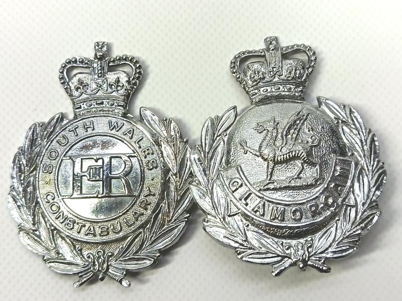 2 X Large South Wales Police Cap Badges.