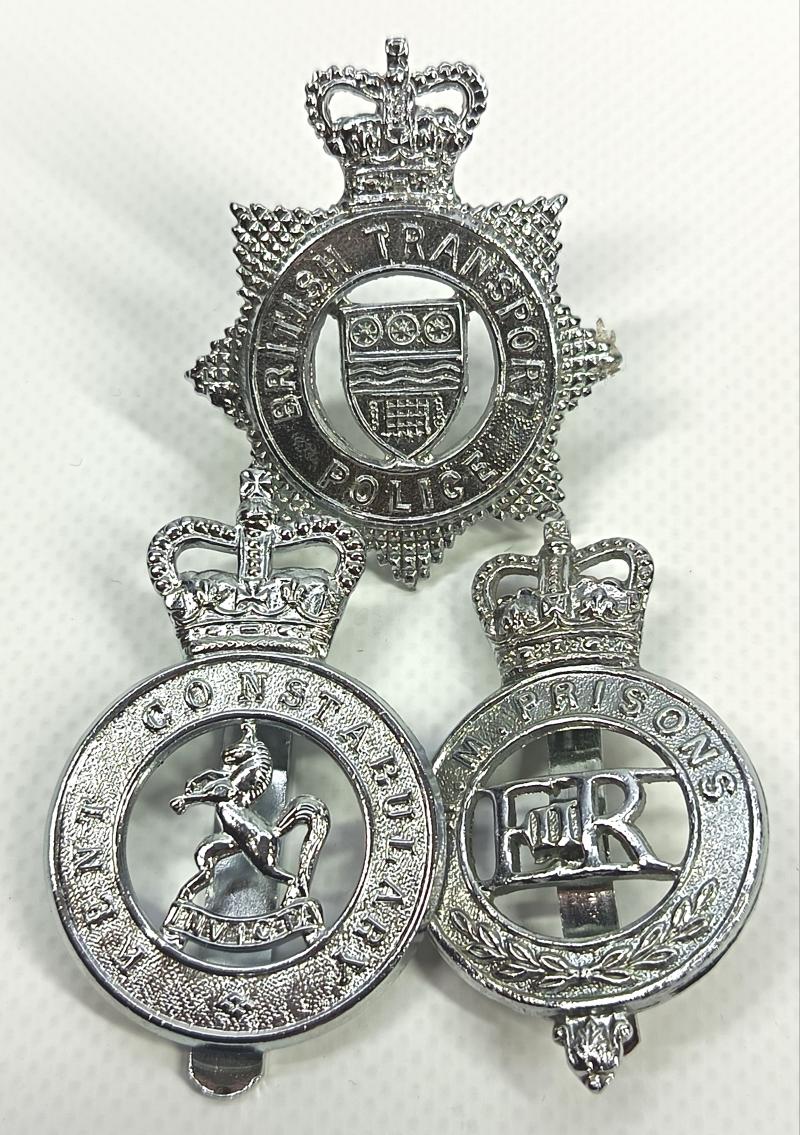 3 X Police Cap Badges.