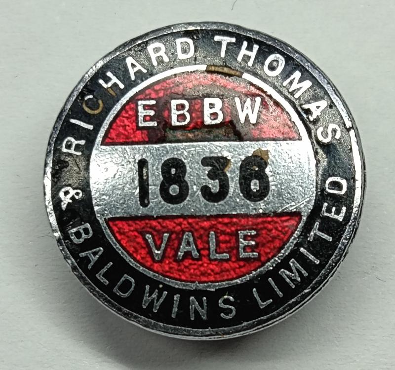 South Wales Richard Thomas and Baldwin Steelwork Workers Enamel Badge.