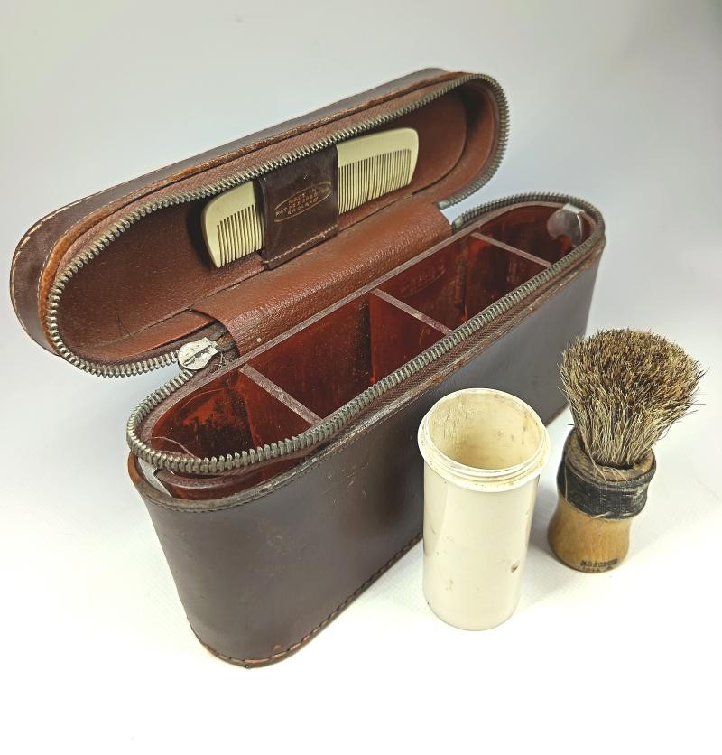 WW2 British Officer's Shaving Soap Brush and Case. 1944.