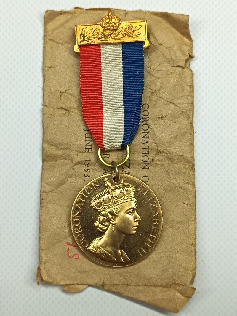 Elizabeth II Coronation Commemorative Medal and Paper Packet of issue.