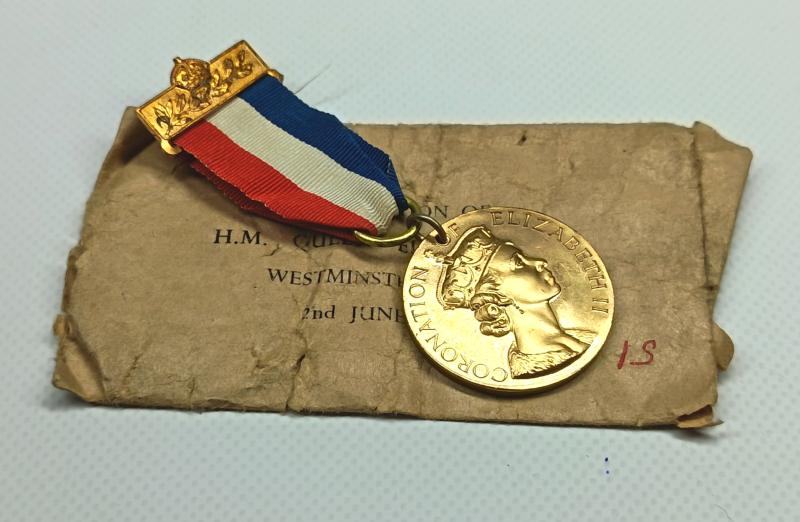 Elizabeth II Coronation Commemorative Medal and Paper Packet of issue.